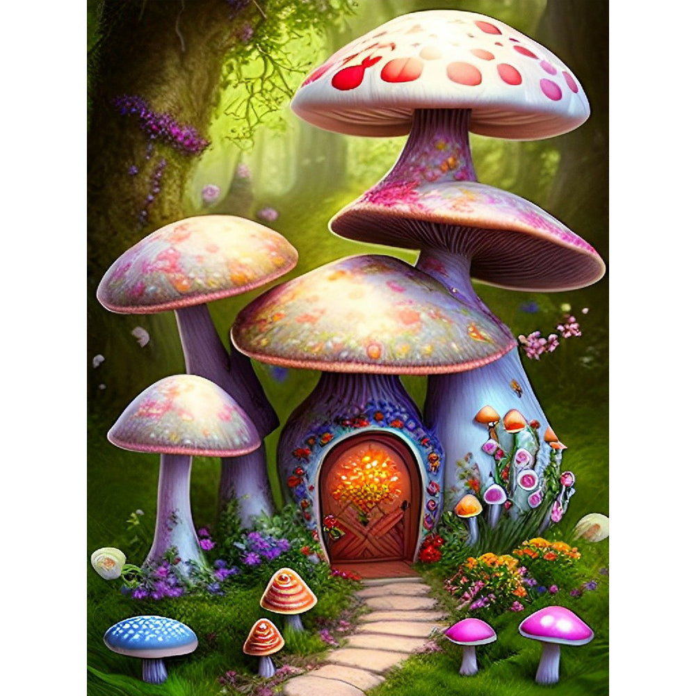 Mushroom House - Full Round Drill Diamond Painting 30*40CM