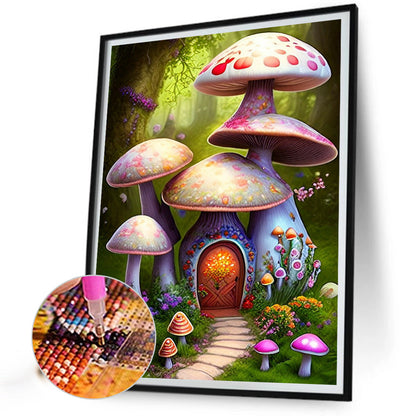 Mushroom House - Full Round Drill Diamond Painting 30*40CM