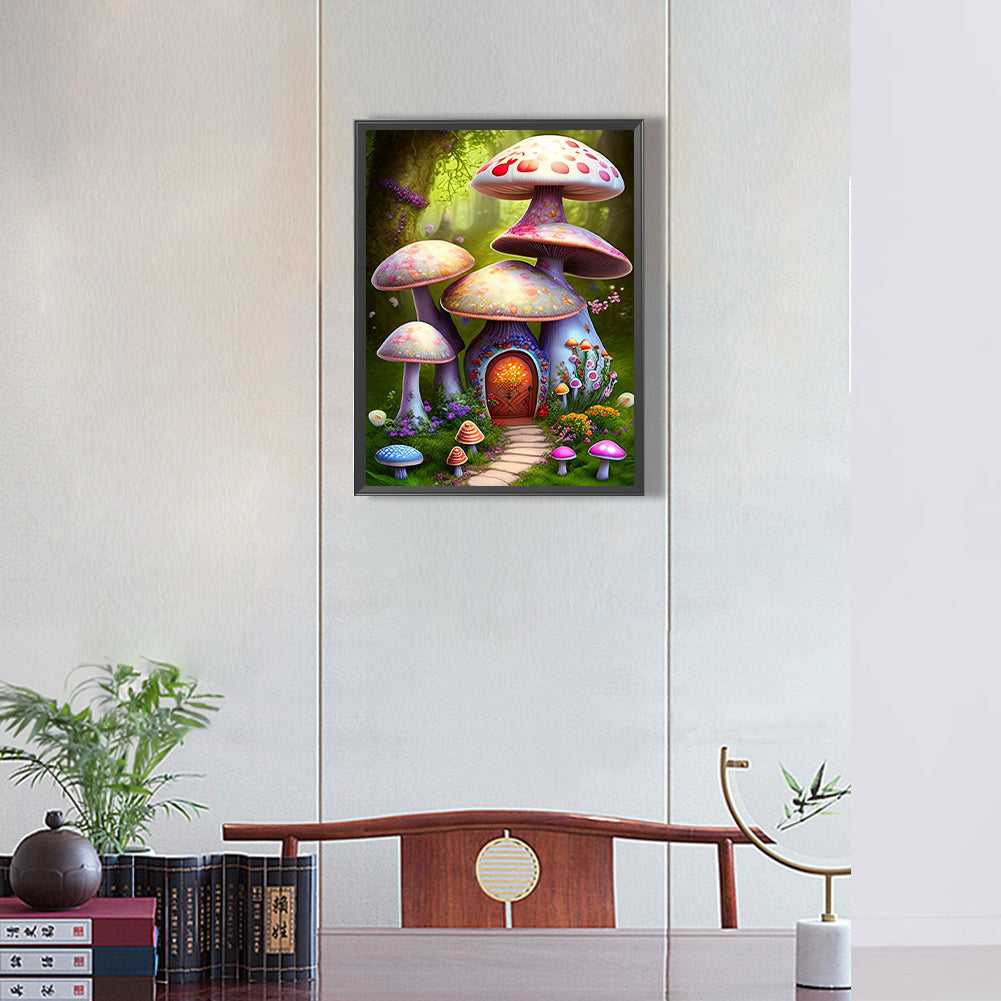 Mushroom House - Full Round Drill Diamond Painting 30*40CM