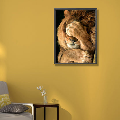 Cover Face Lion - Full Round Drill Diamond Painting 50*60CM