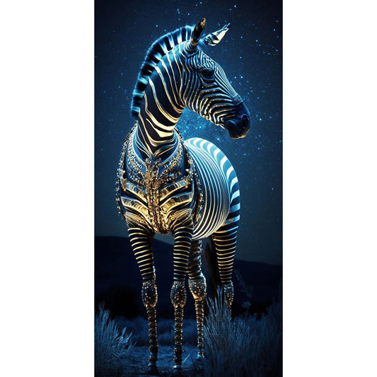 Zebra Under The Stars At Night - Full Round Drill Diamond Painting 40*80CM