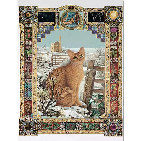 Retro Cat - Full Round Drill Diamond Painting 30*40CM