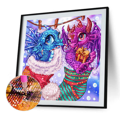 Naughty Dinosaur Brothers - Full Round Drill Diamond Painting 30*30CM