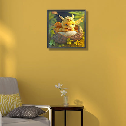 Just Woke Up Little Yellow Dinosaur - Full Round Drill Diamond Painting 30*30CM