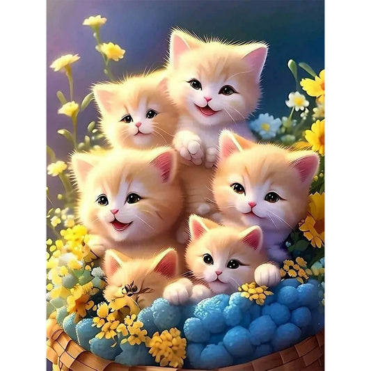 Cute Cats - Full Round Drill Diamond Painting 30*40CM