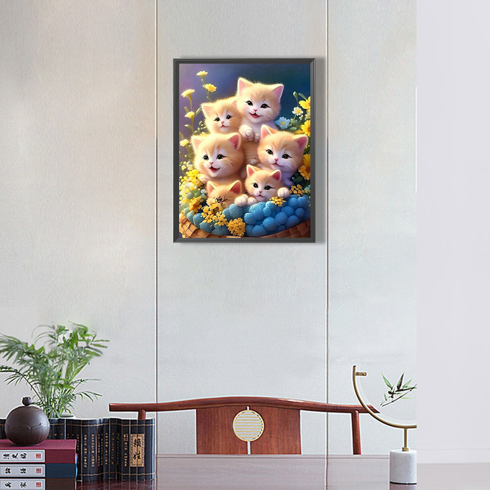 Cute Cats - Full Round Drill Diamond Painting 30*40CM