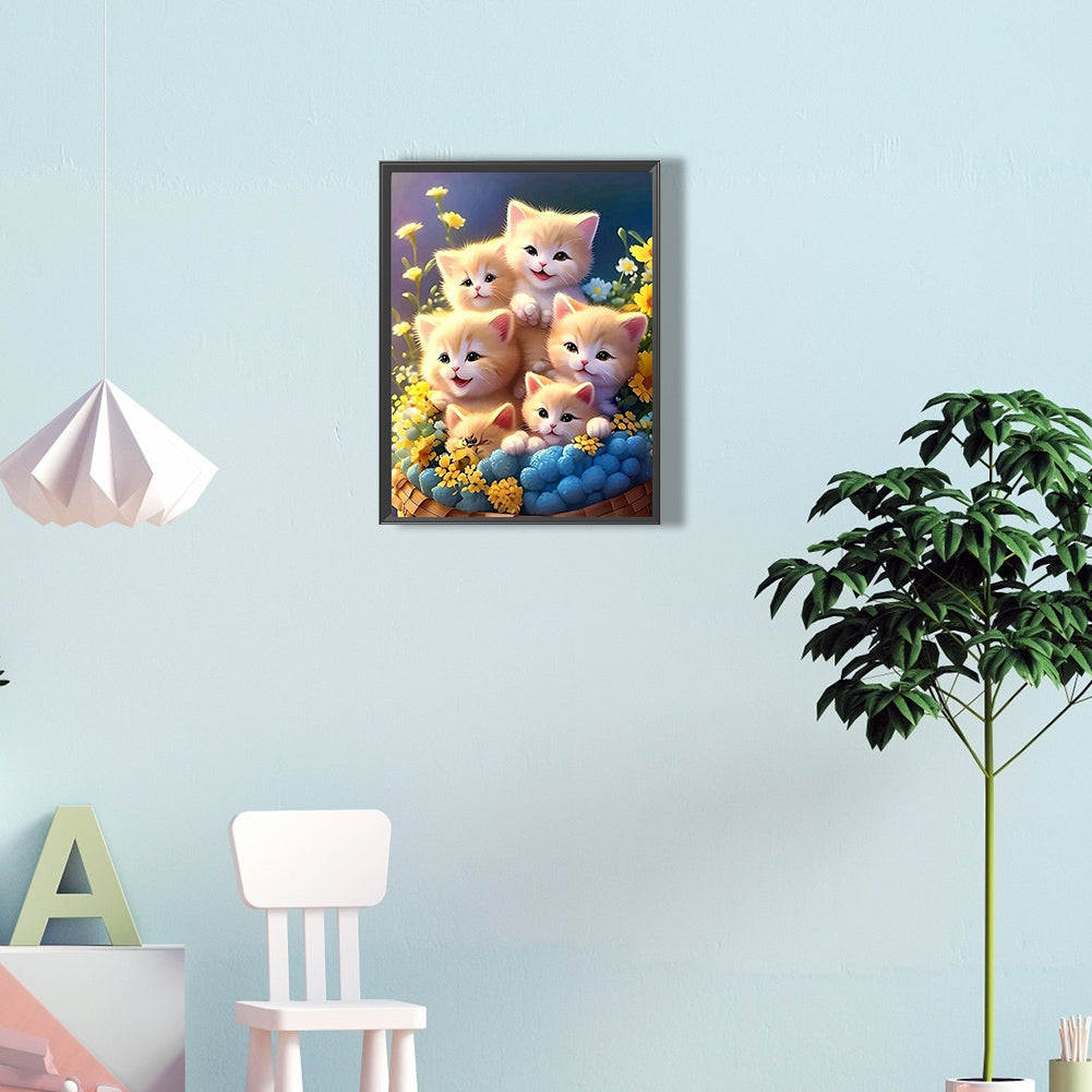 Cute Cats - Full Round Drill Diamond Painting 30*40CM