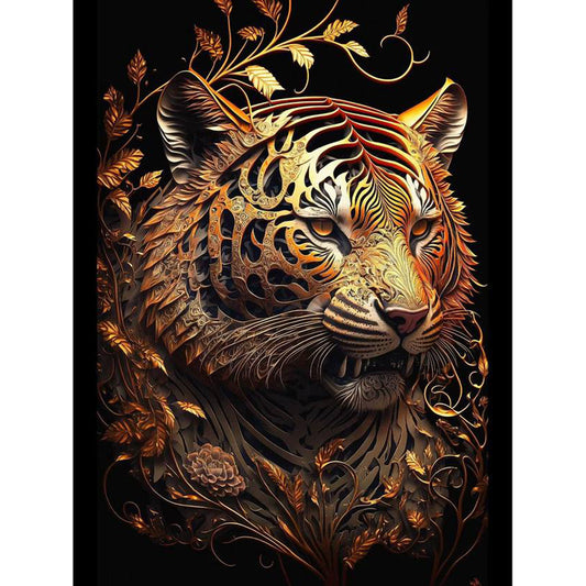 Vintage Carved Tiger - Full Round Drill Diamond Painting 40*50CM