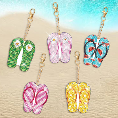 DIY Crystal Diamond Key Rings Handmade Slippers Double Sided Craft for Women Bag