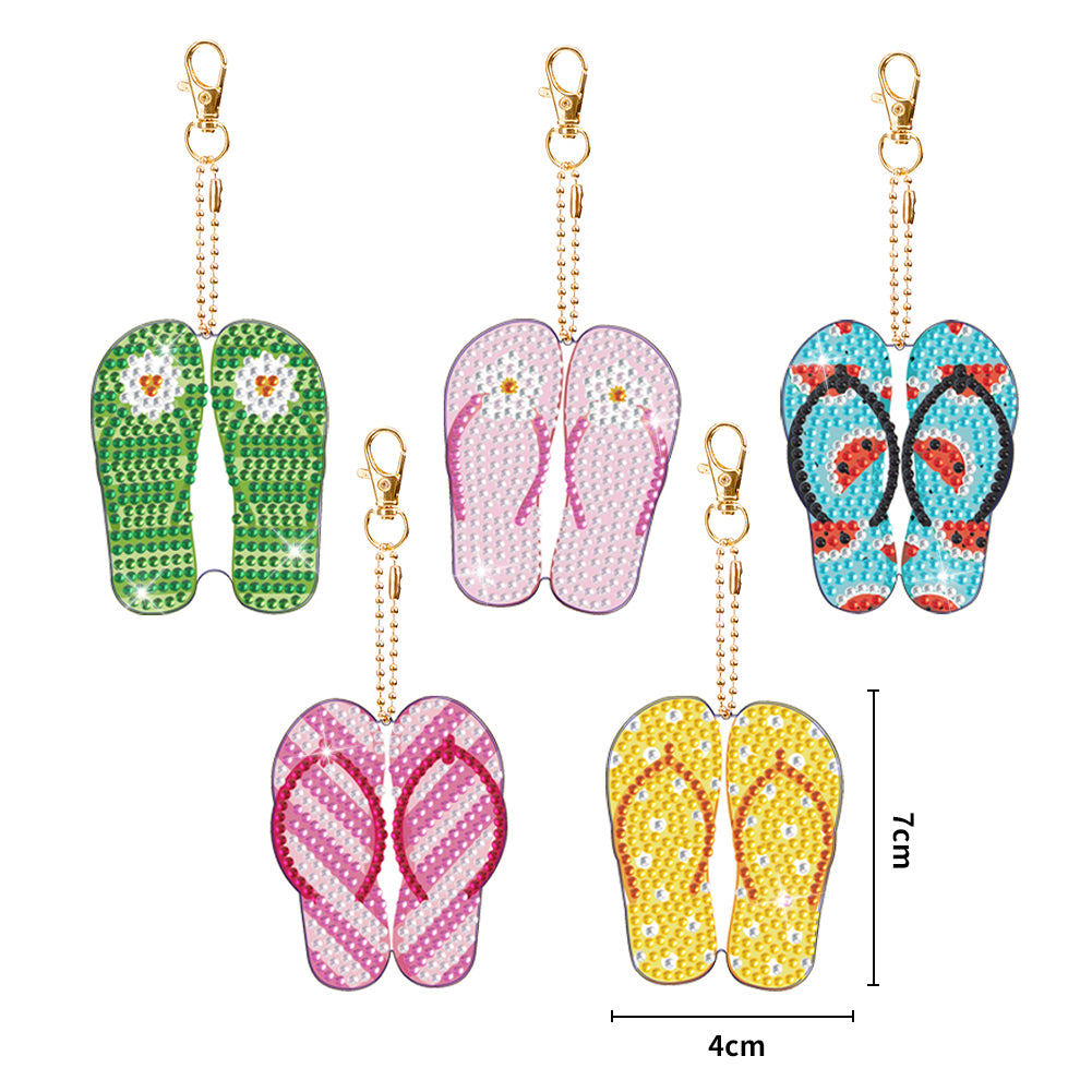 DIY Crystal Diamond Key Rings Handmade Slippers Double Sided Craft for Women Bag