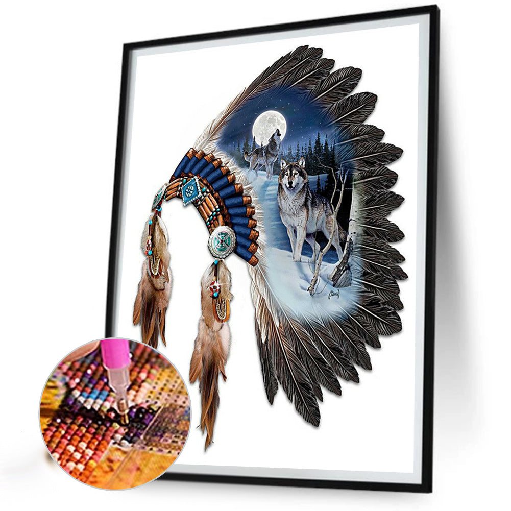 Native American Headgear - Full Round Drill Diamond Painting 30*40CM