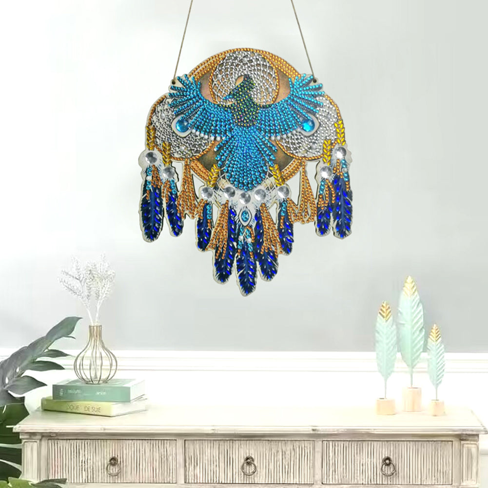 DIY Dreamcatcher Crystal Diamond Pendant Hanging Ornament Wooden for Home Garden