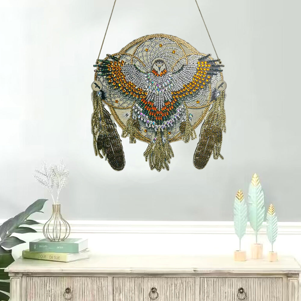 DIY Dreamcatcher Crystal Diamond Pendant Hanging Ornament Wooden for Home Garden