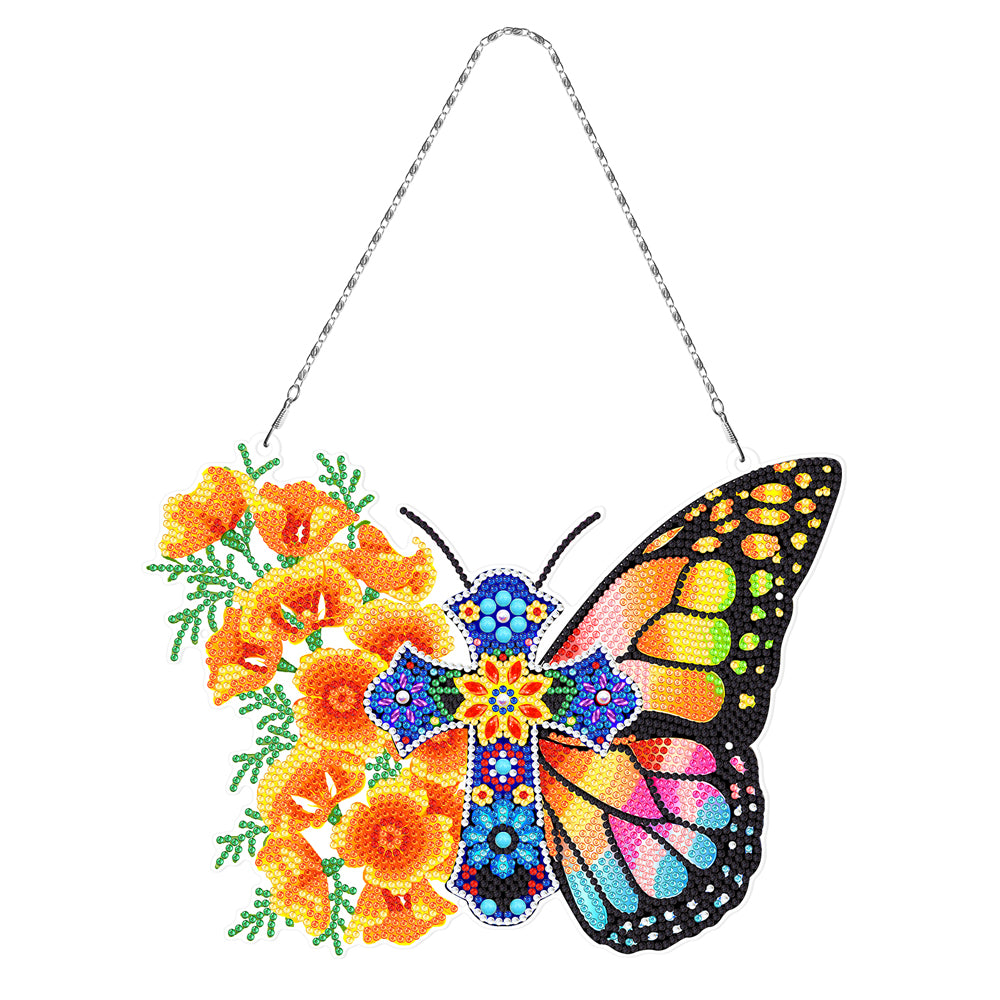 DIY Butterfly Diamond Painting Pendant Rhinestone Embroidery Pendant Bag Pendant