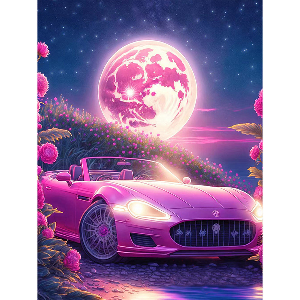 Pink Ocean Car - Full Round Drill Diamond Painting 30*40CM