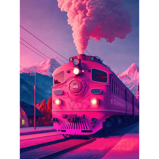 Pink Ocean Train - Full Round Drill Diamond Painting 30*40CM