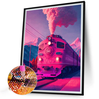 Pink Ocean Train - Full Round Drill Diamond Painting 30*40CM