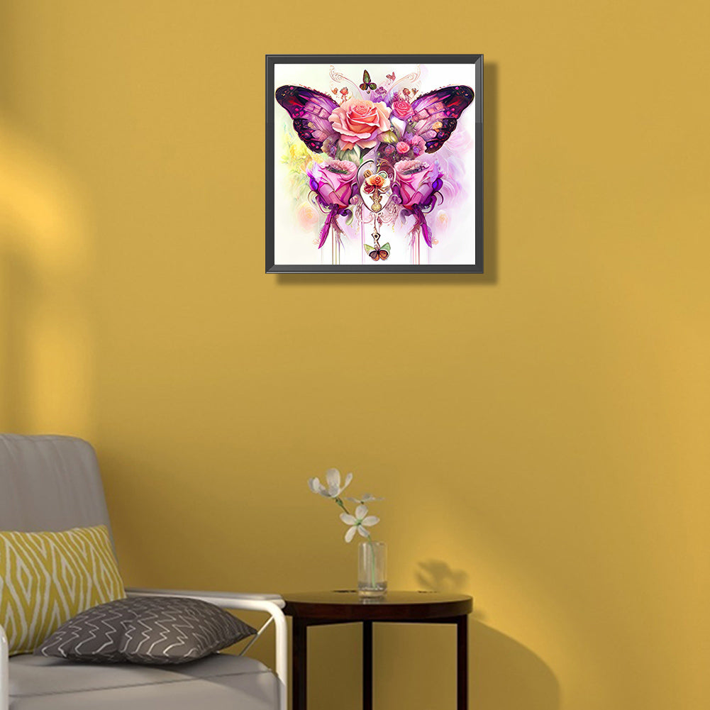 Flowers And Butterflies - Full Round Drill Diamond Painting 30*30CM