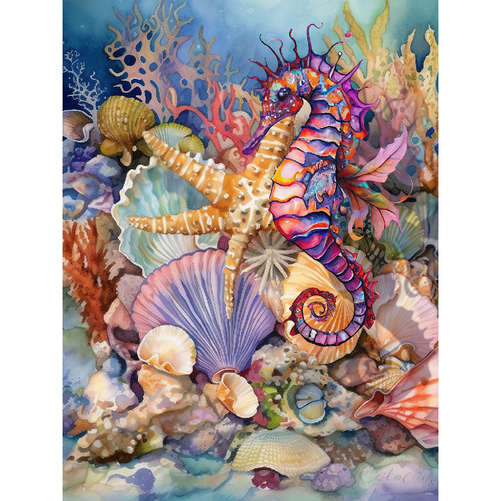 Seahorse - Full Round Drill Diamond Painting 30*40CM