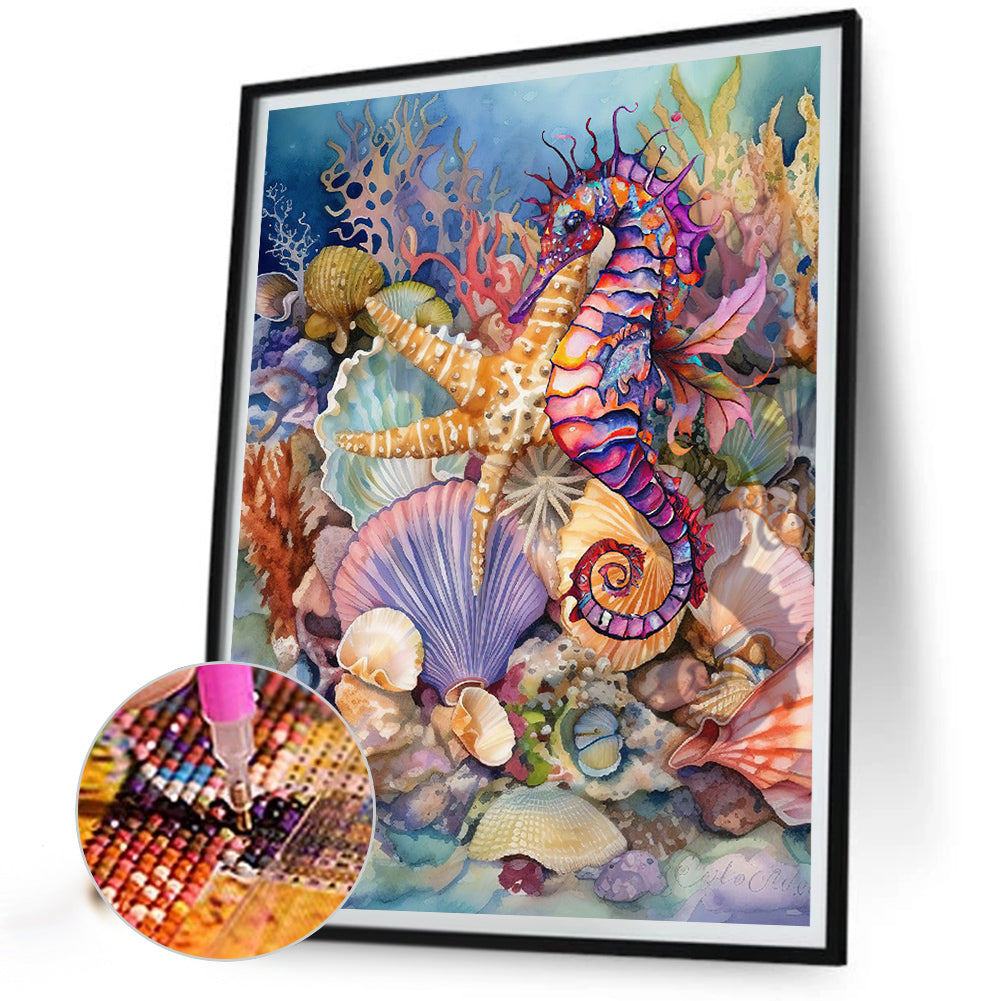 Seahorse - Full Round Drill Diamond Painting 30*40CM