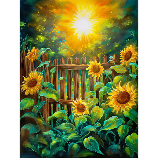 Sunflowers In The Garden - Full Round Drill Diamond Painting 30*40CM