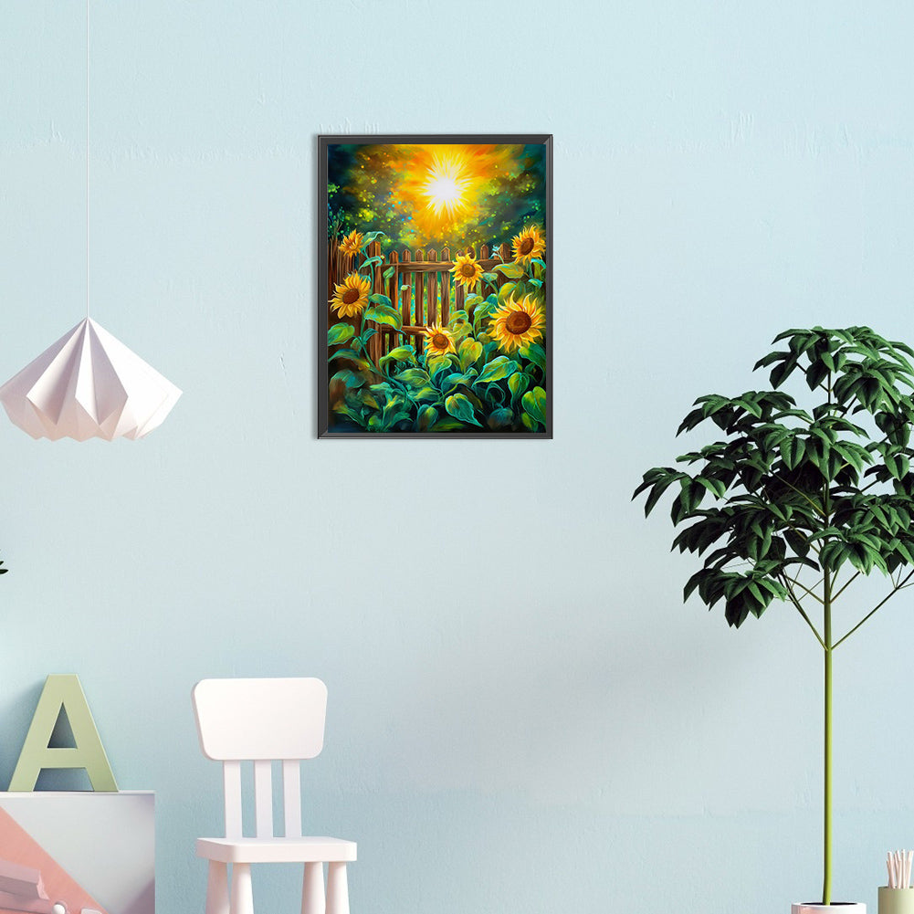 Sunflowers In The Garden - Full Round Drill Diamond Painting 30*40CM