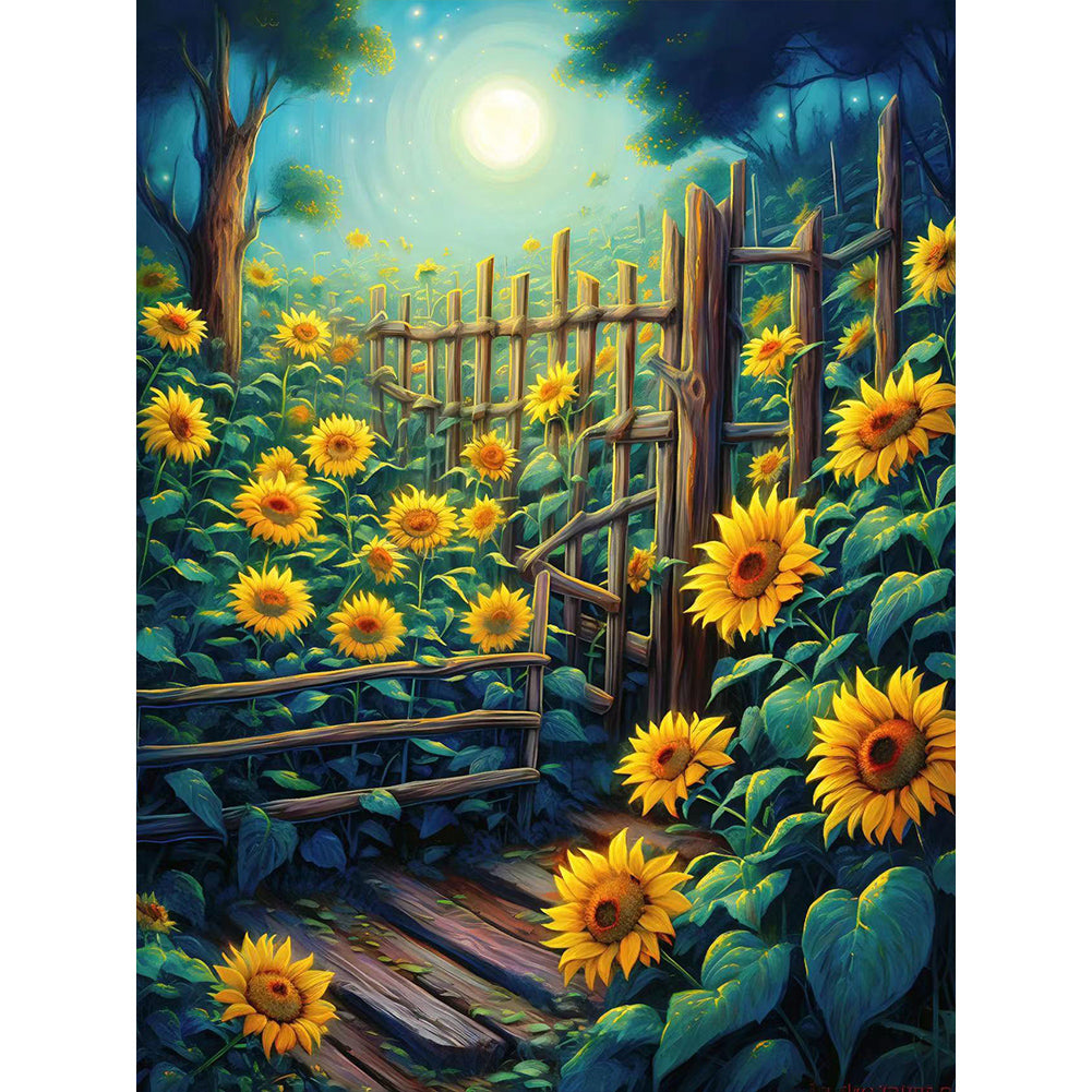 Sunflowers In The Garden - Full Round Drill Diamond Painting 30*40CM