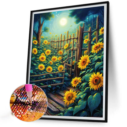 Sunflowers In The Garden - Full Round Drill Diamond Painting 30*40CM