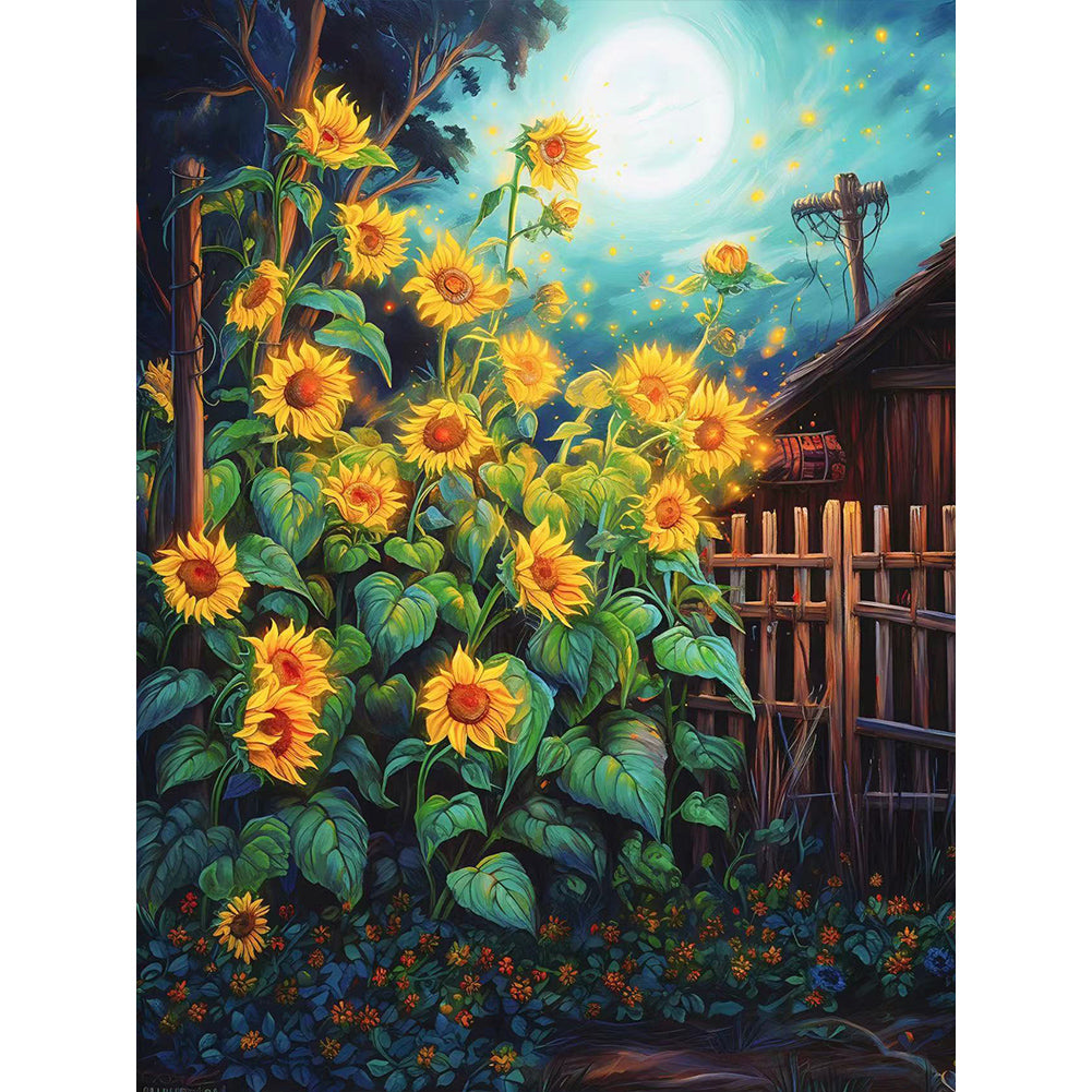 Sunflowers In The Garden - Full Round Drill Diamond Painting 30*40CM