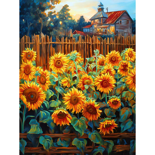 Sunflowers In The Garden - Full Round Drill Diamond Painting 30*40CM