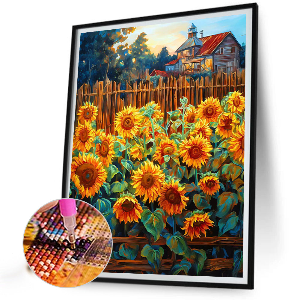 Sunflowers In The Garden - Full Round Drill Diamond Painting 30*40CM