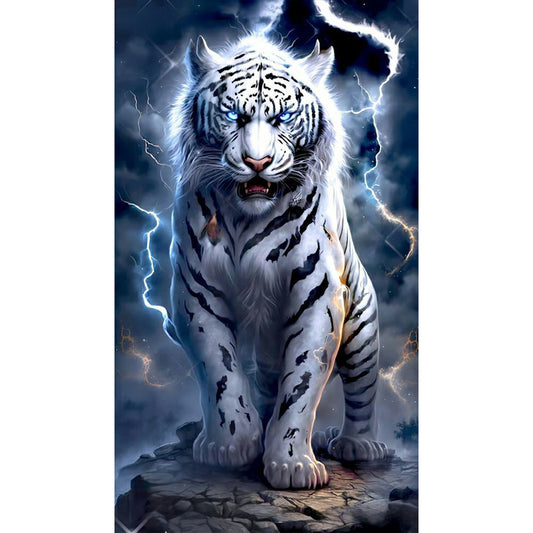 Lightning White Tiger - Full Round Drill Diamond Painting 40*70CM