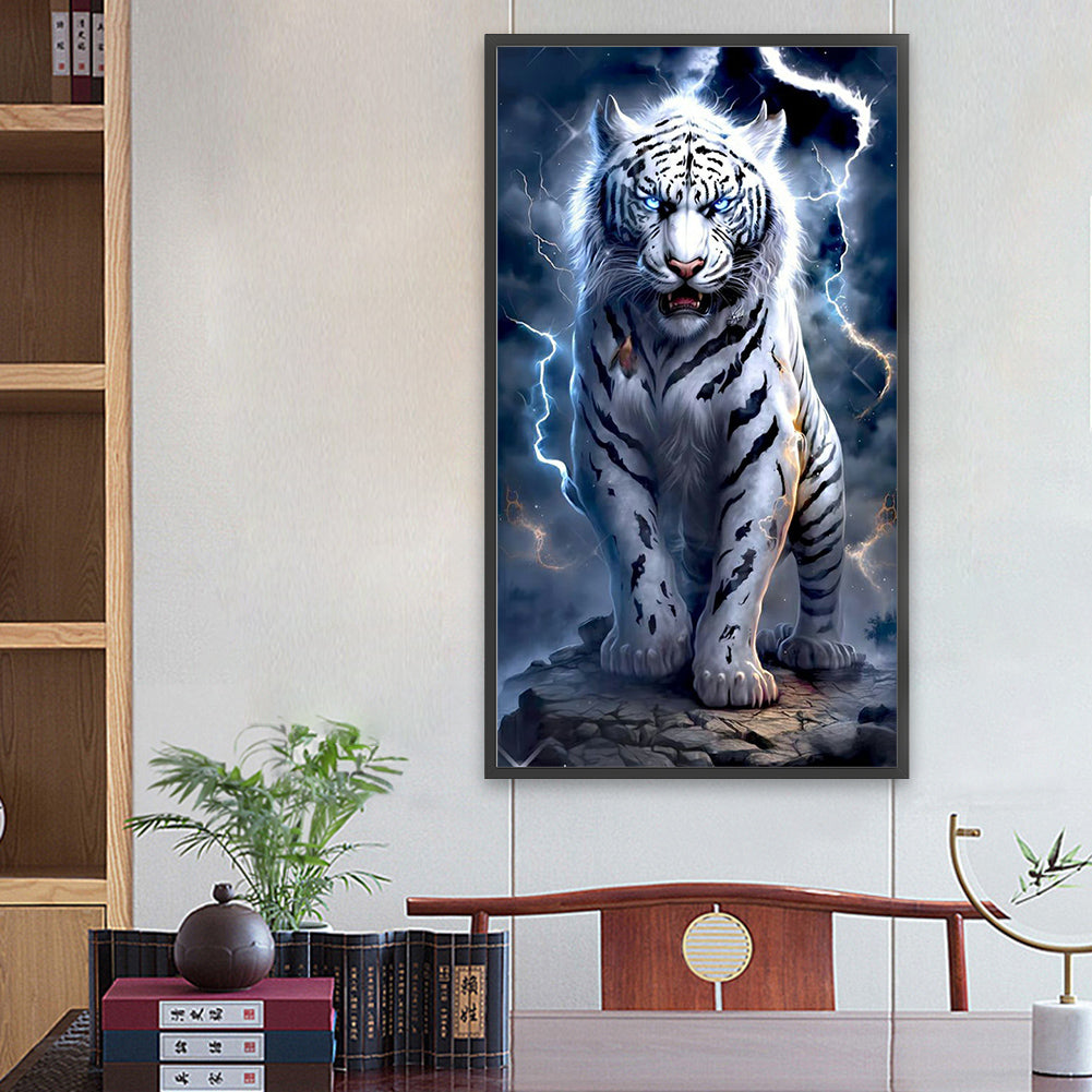 Lightning White Tiger - Full Round Drill Diamond Painting 40*70CM