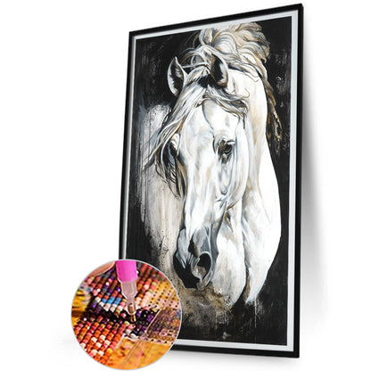 White Horse - Full Round Drill Diamond Painting 30*50CM