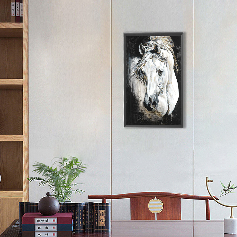 White Horse - Full Round Drill Diamond Painting 30*50CM