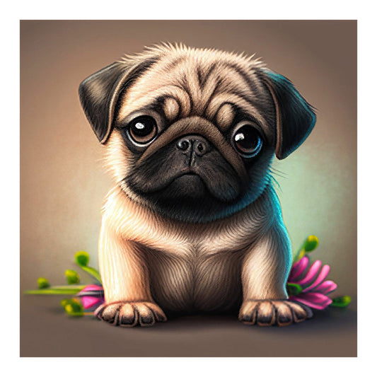 Pug Dog - Full Round Drill Diamond Painting 30*30CM