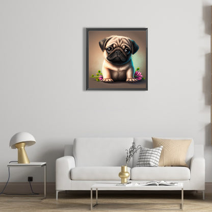 Pug Dog - Full Round Drill Diamond Painting 30*30CM