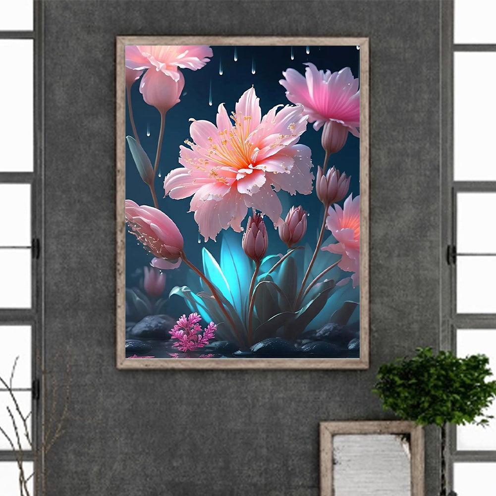 Lotus In The Rain - Full Square Drill Diamond Painting 30*40CM