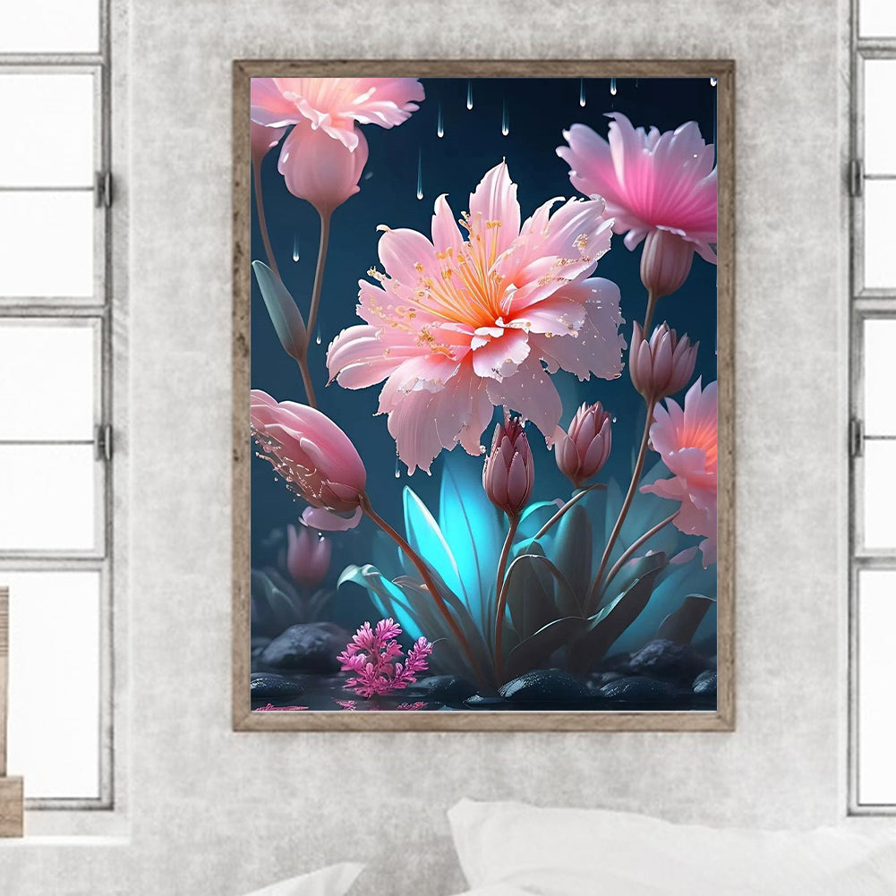 Lotus In The Rain - Full Square Drill Diamond Painting 30*40CM