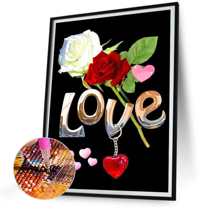 Roses And Love - Full Round Drill Diamond Painting 30*40CM