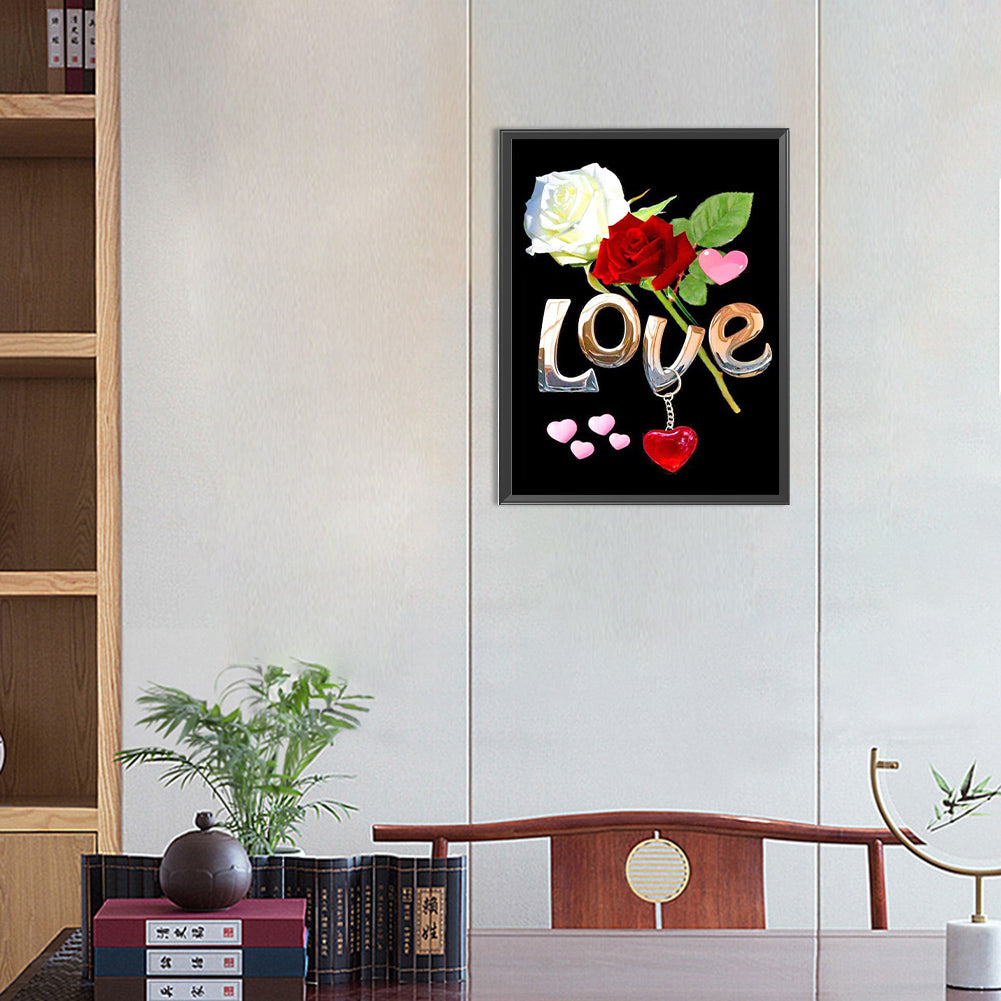 Roses And Love - Full Round Drill Diamond Painting 30*40CM