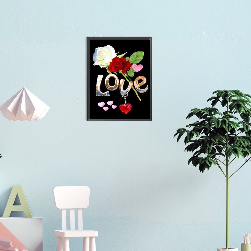 Roses And Love - Full Round Drill Diamond Painting 30*40CM