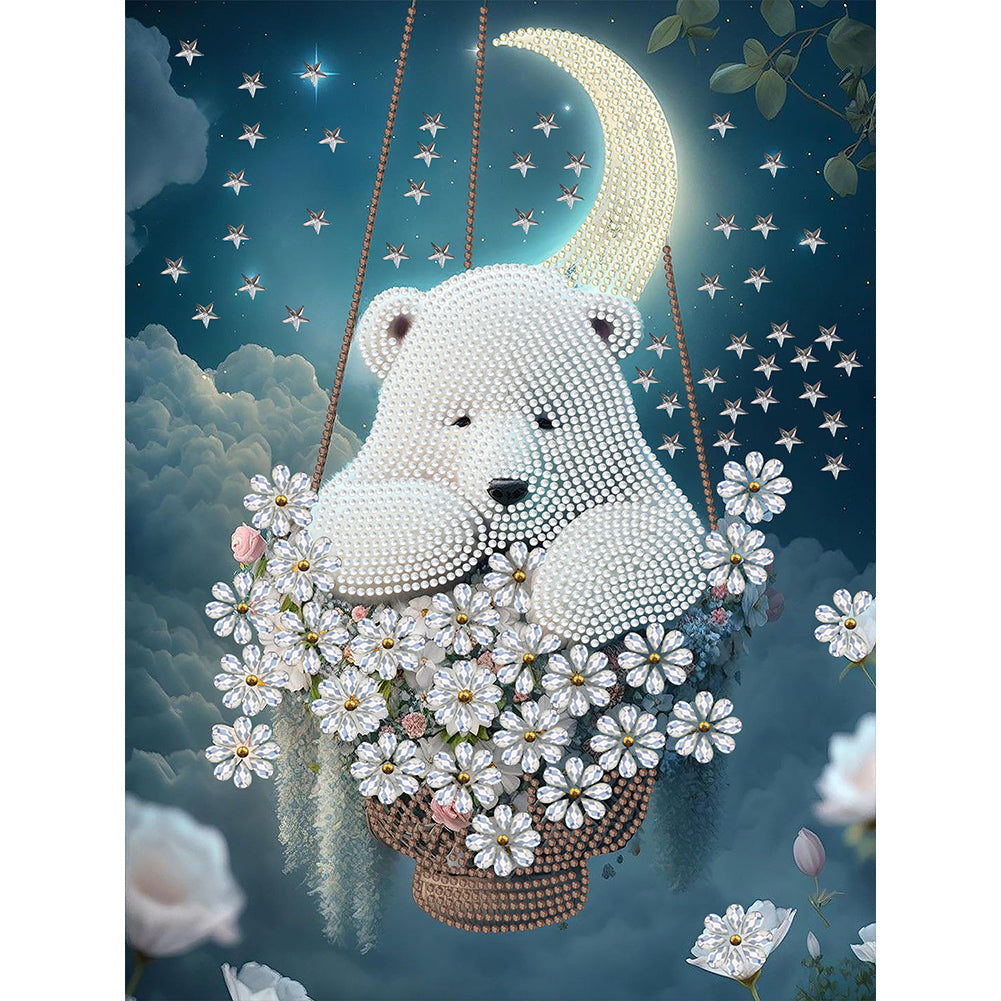 Moonlight White Bear - Special Shaped Drill Diamond Painting 30*40CM