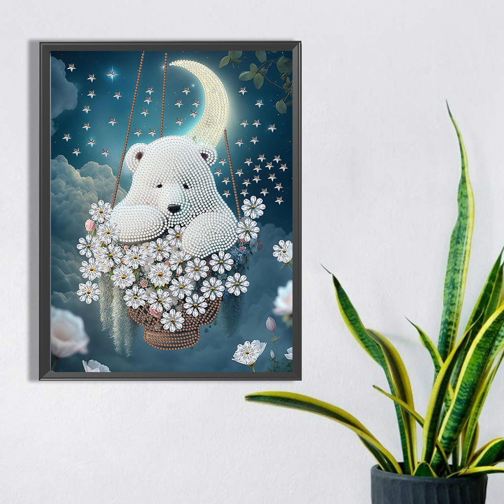 Moonlight White Bear - Special Shaped Drill Diamond Painting 30*40CM