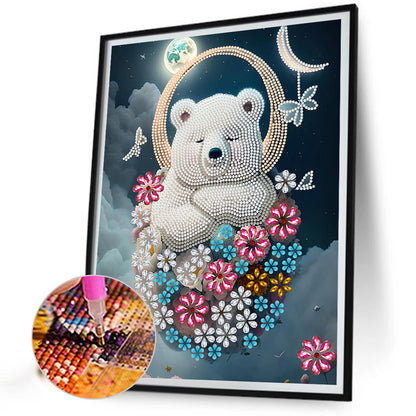 Moonlight White Bear - Special Shaped Drill Diamond Painting 30*40CM