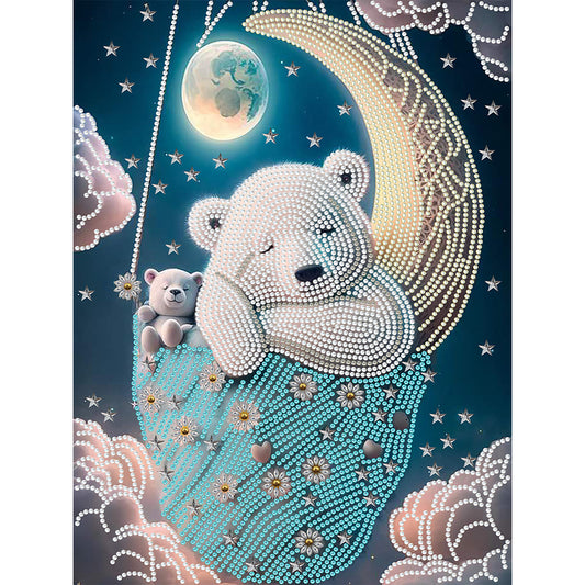 Moonlight White Bear - Special Shaped Drill Diamond Painting 30*40CM