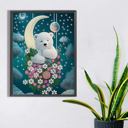 Moonlight White Bear - Special Shaped Drill Diamond Painting 30*40CM