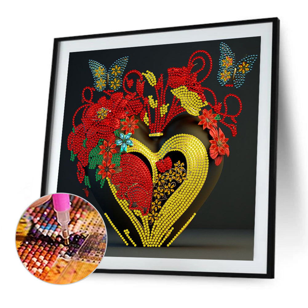 Safflower Butterfly - Special Shaped Drill Diamond Painting 30*30CM