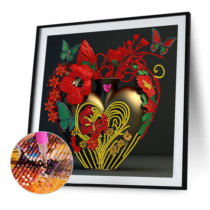 Safflower Butterfly - Special Shaped Drill Diamond Painting 30*30CM