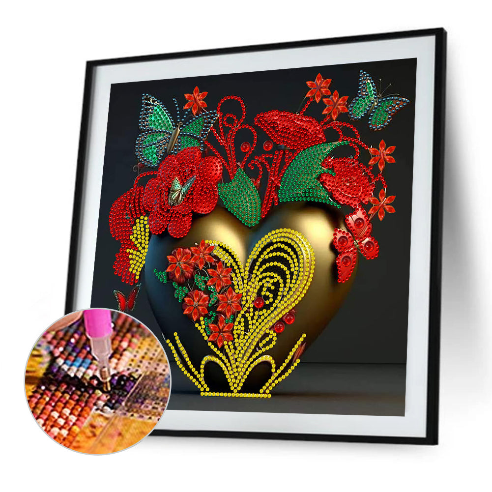 Safflower Butterfly - Special Shaped Drill Diamond Painting 30*30CM